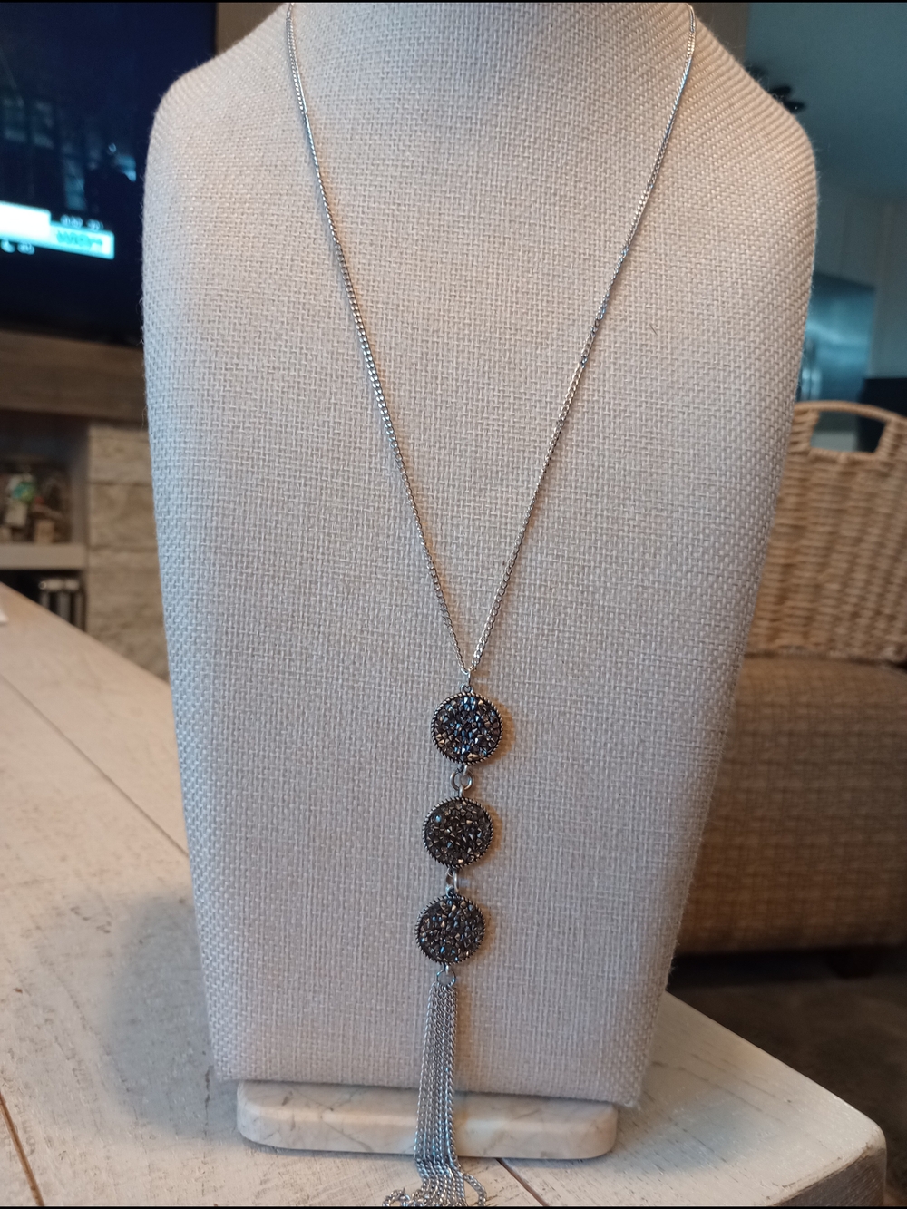 paparazzi Silver Triple Disc Tassel Necklace